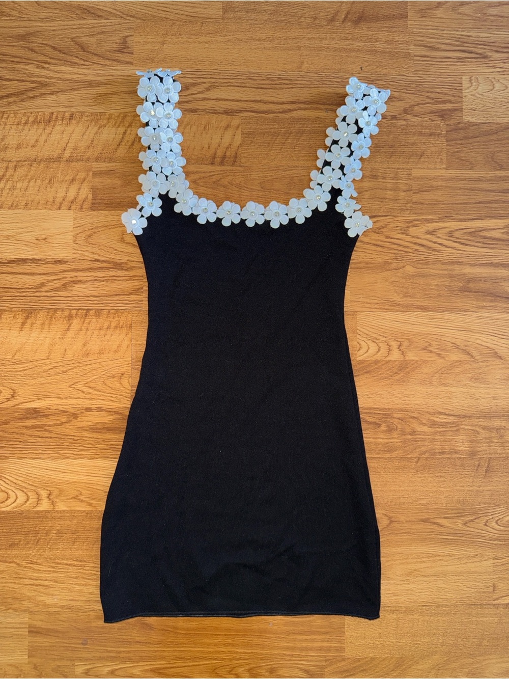 ZARA Black and White 3D Floral Mini Dress